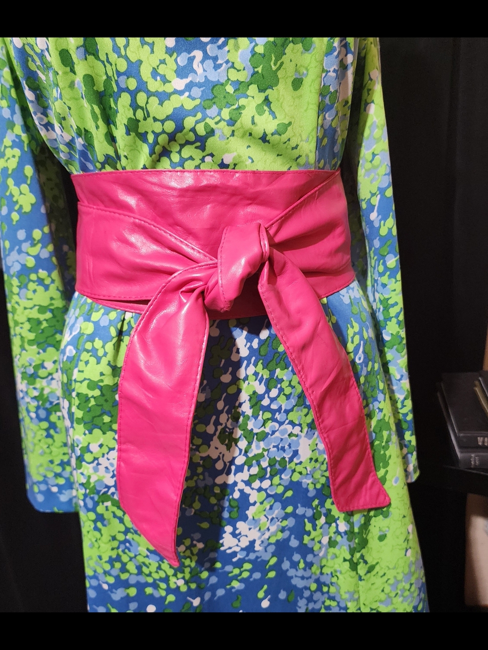 Vintage 80's Pink Faux Leather Obi Wrap Belt